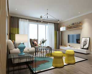 恒大景苑136平米三室兩廳簡約美式風(fēng)格裝修效果圖