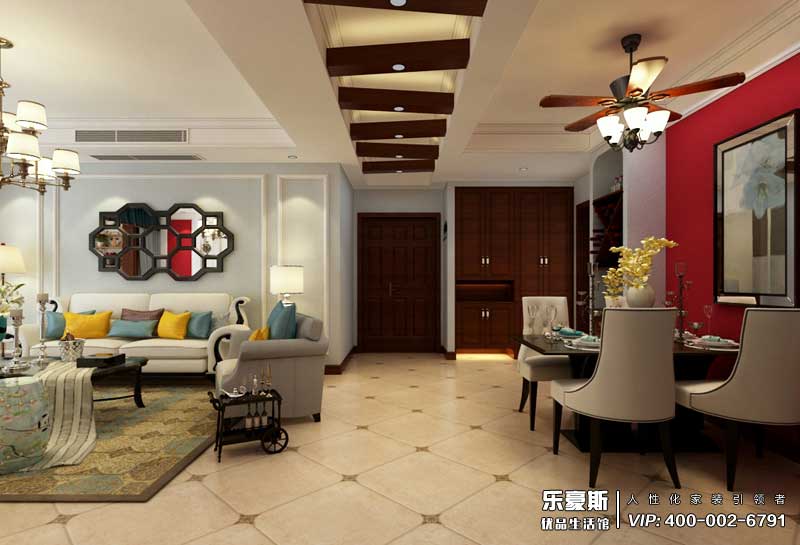 國際城148平米三室兩廳美式田園風(fēng)格裝修效果圖