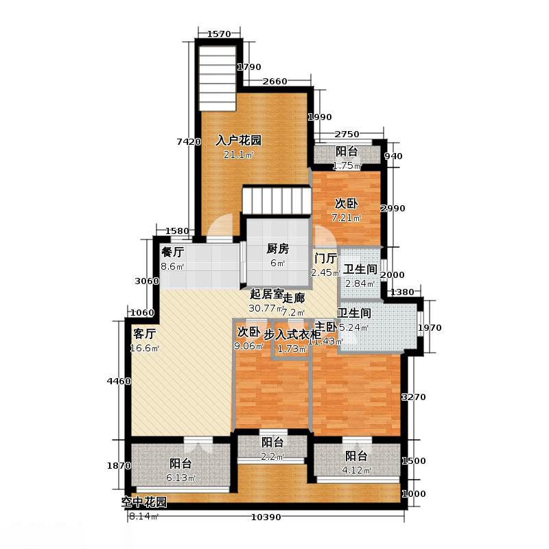 天下錦程花苑3室2廳2衛(wèi)1廚137㎡戶型圖