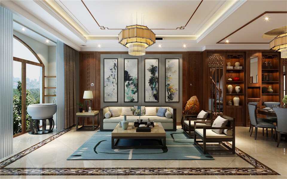 奧克蘭風(fēng)情小鎮(zhèn)別墅360平別墅新中式風(fēng)格