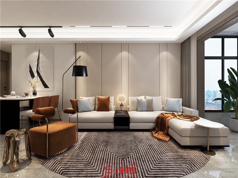 觀峰嘉邸140平新中式風(fēng)格沙發(fā)墻