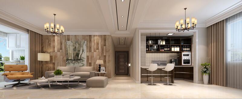 現(xiàn)代簡(jiǎn)約裝修三室兩廳兩衛(wèi)樣板房