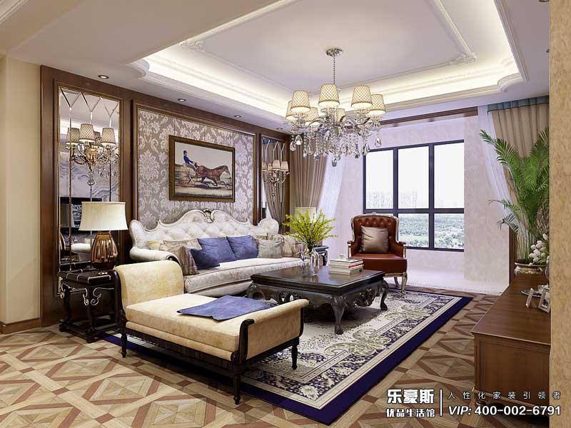 石家莊啟銳園135平米美式風(fēng)格裝修效果圖