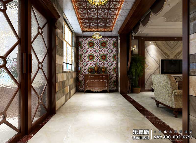 東勝紫御府168平米美式鄉(xiāng)村風(fēng)格裝修效果圖