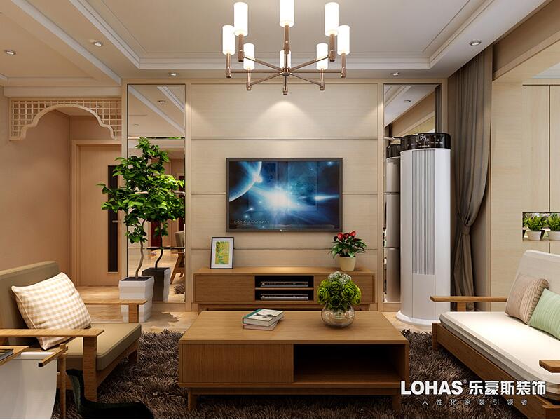 石家莊保利花園兩室無印良品風格裝修設(shè)計效果圖 