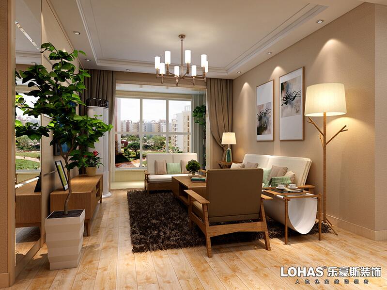 石家莊保利花園兩室無印良品風格裝修設(shè)計效果圖 