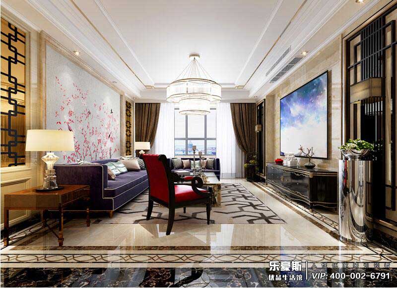 石家莊燕都金帝城220平米簡中風(fēng)格裝修效果圖