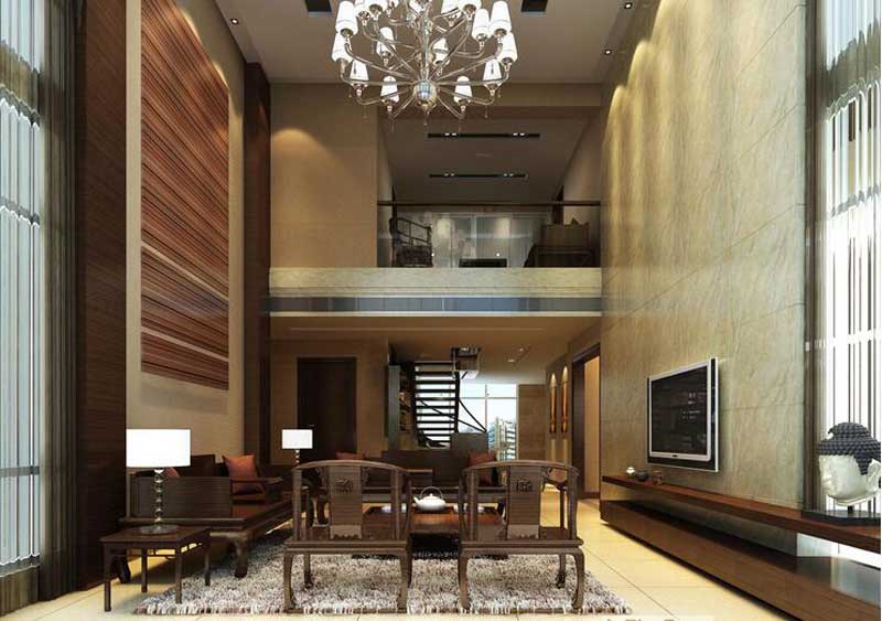 躍層客廳電視背景墻裝修設(shè)計(jì)