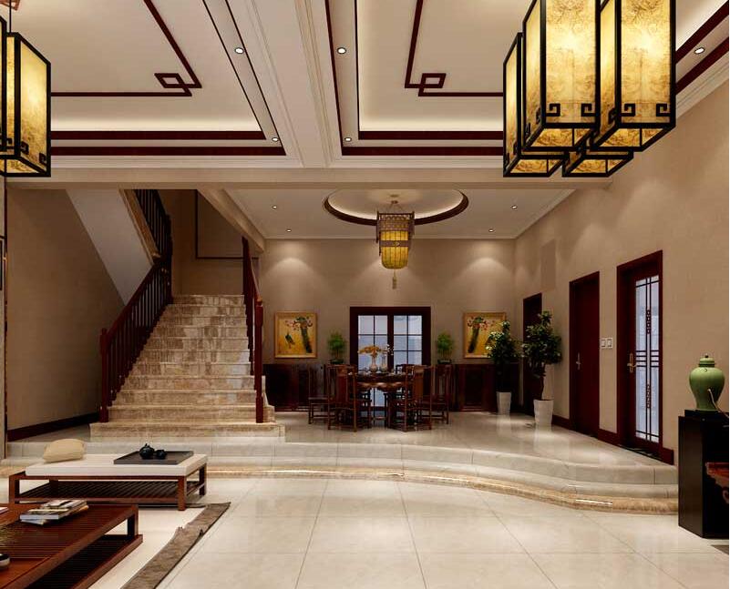 瓏璽山中式風(fēng)格別墅裝修效果圖 