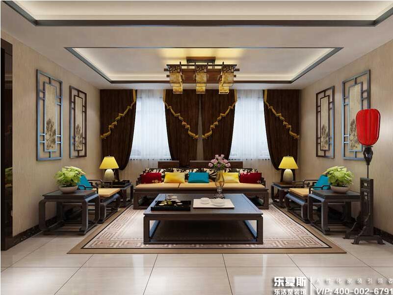 瓏璽山中式風(fēng)格別墅裝修效果圖 