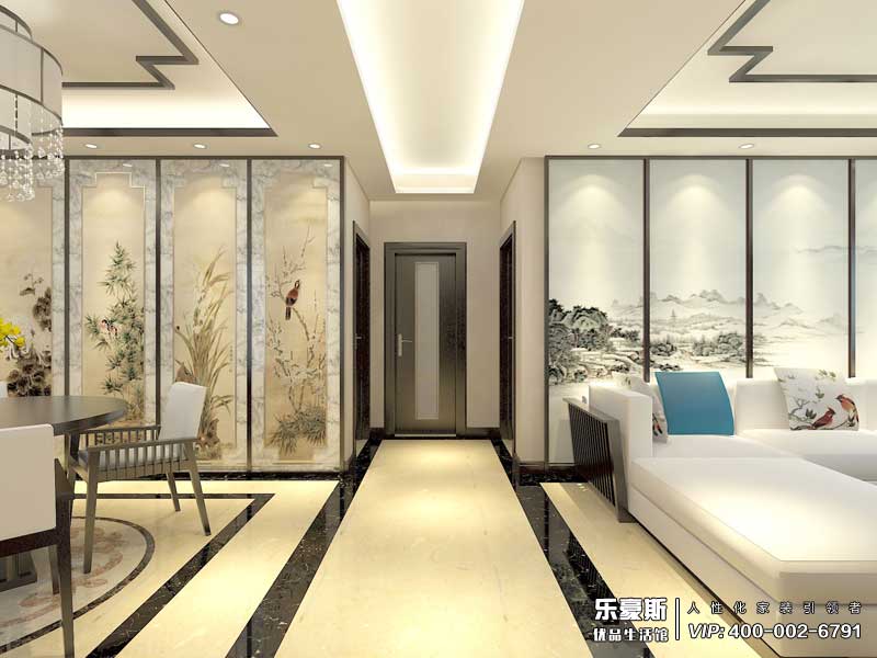 盛邦大都會137平米新中式風(fēng)格裝修