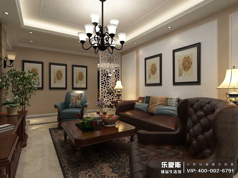 恒大警苑136平米美式風格裝修效果圖