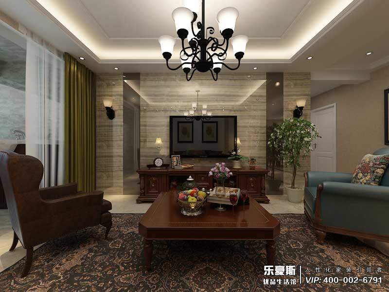 恒大警苑136平米美式風格裝修效果圖