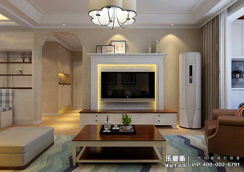 旅投福美十號院三室兩廳簡歐風格裝修效果圖