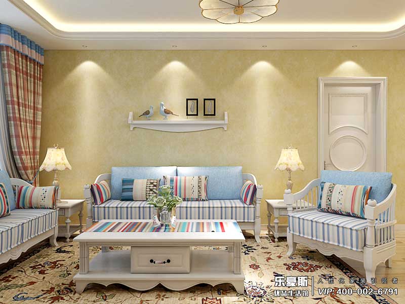 秀水名邸108平米田園地中海裝修效果圖