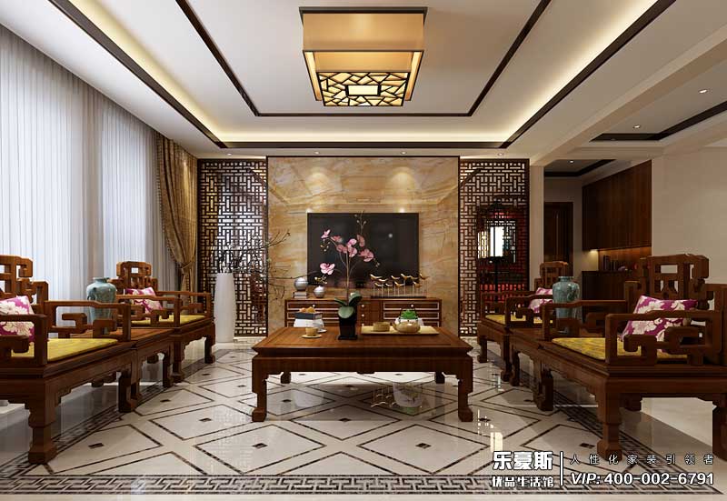 瀚唐三期200平米新中式風(fēng)格裝修效果圖