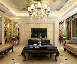 泰豐觀湖160平米裝修設(shè)計(jì)效果圖，美式風(fēng)格的華麗霓裳