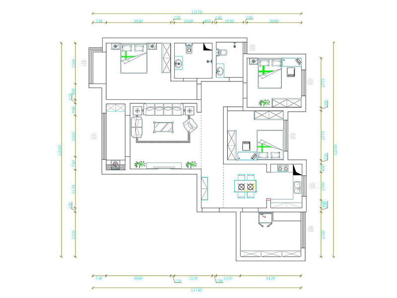 翰唐124平米四室新中式風(fēng)格效果圖 翰唐124平米四室新中式風(fēng)格效果圖