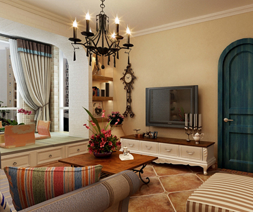 萬(wàn)達(dá)廣場(chǎng)小區(qū)B北區(qū)98平米兩室兩廳美式混搭