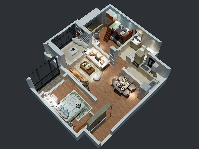 天海譽天下/88平米/美式風(fēng)格