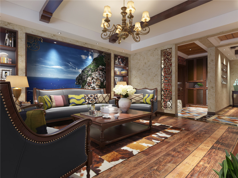 鹿錦苑168平米三室美式風格裝修效果圖
