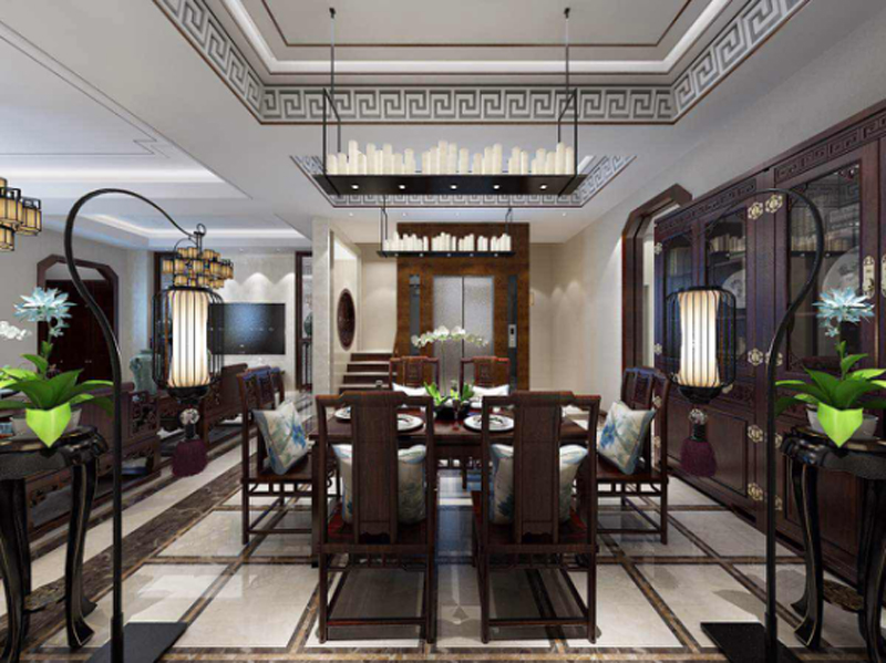 原河名墅400平米別墅新中式風格