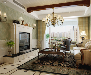 國仕山155平米三室兩廳美式風(fēng)格裝修案例