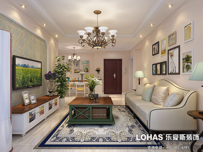 啟銳園103平米三室一廳美式風(fēng)格裝修