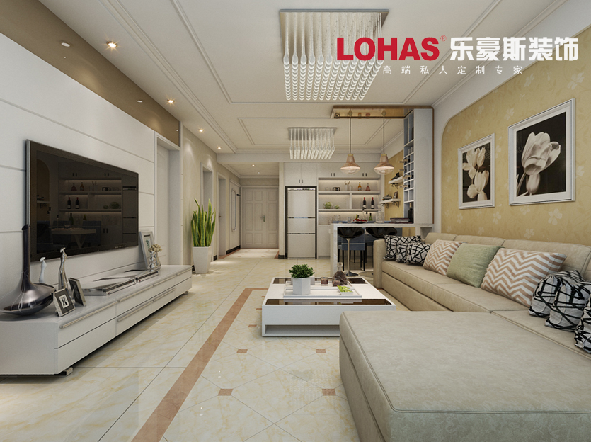 學(xué)府名城97平米兩室一廳現(xiàn)代風格