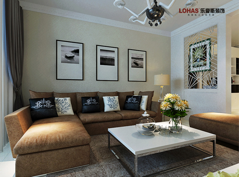 保利花園92㎡兩室兩廳現(xiàn)代簡約裝修效果圖