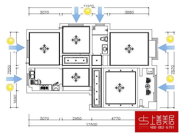 邢臺金都華府100平三室一廳現(xiàn)代簡約風(fēng)格裝修效果圖