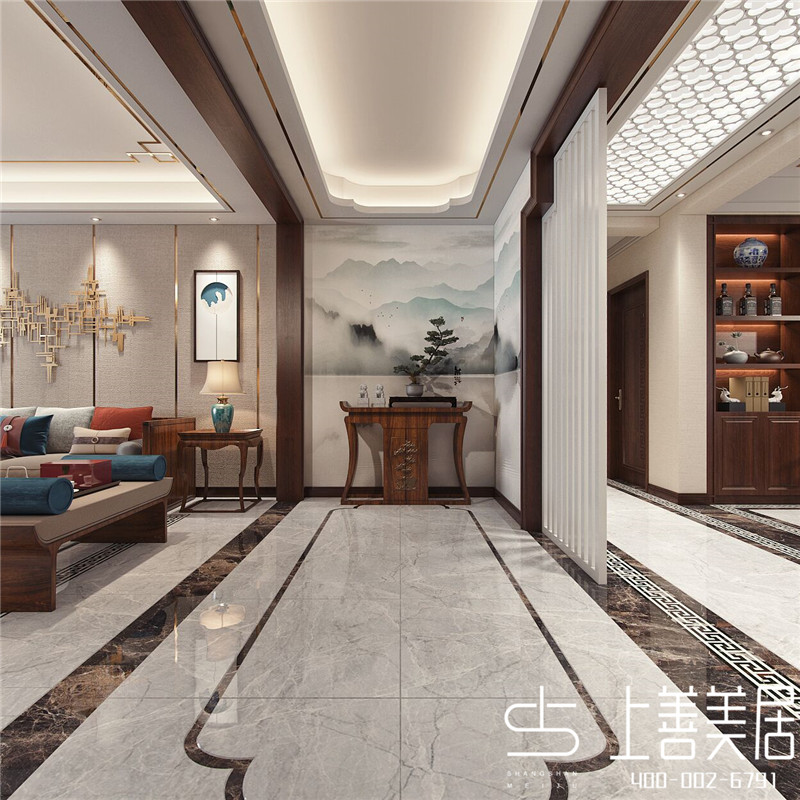 如園138平三室兩廳新中式裝修效果圖