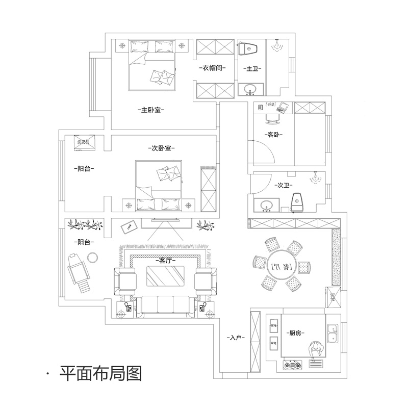 保利拉菲朗菲園147平美式裝修效果圖