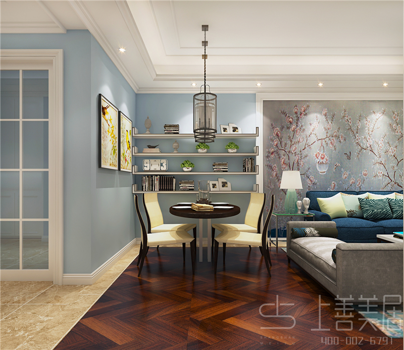 榮盛城83平兩室一廳田園風(fēng)格裝修效果圖