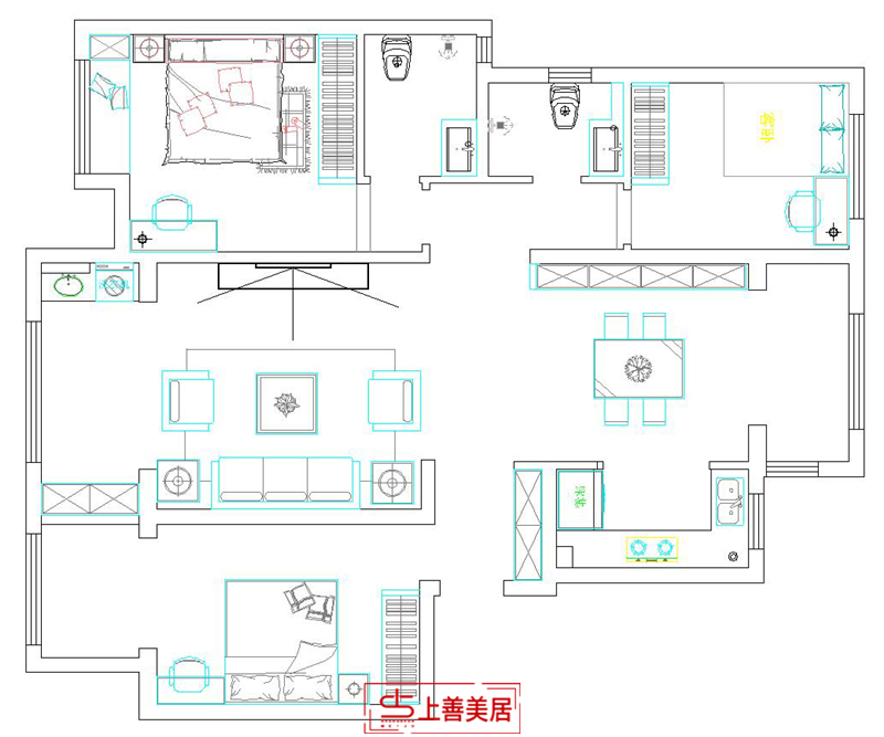 榮盛城/三室兩廳/140㎡裝修效果圖