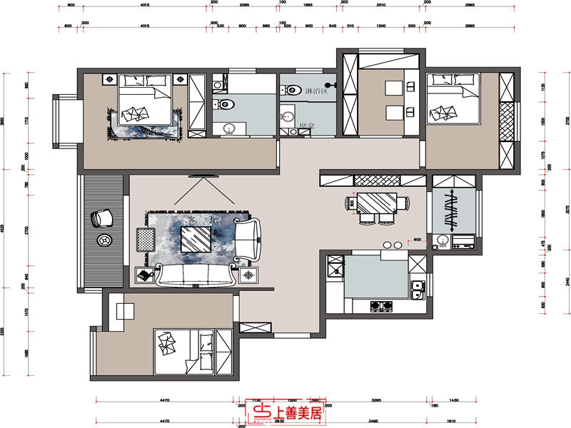 盛世長(zhǎng)安130平現(xiàn)代風(fēng)戶型圖