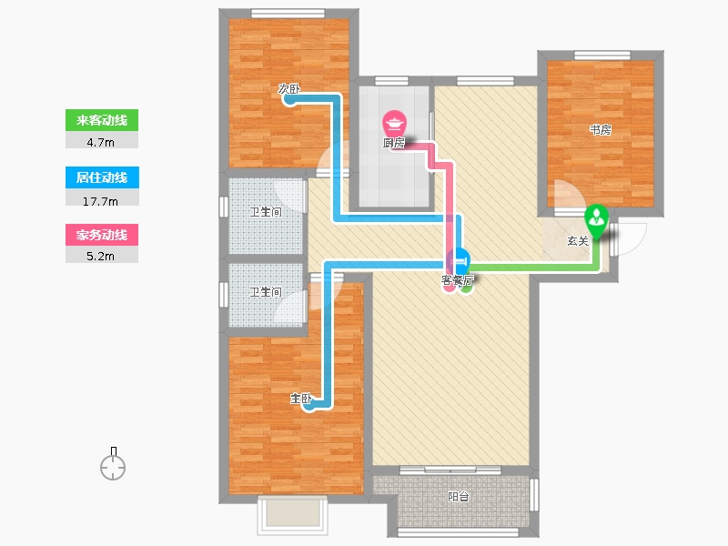 天璽名著3室2廳2衛(wèi)1廚134平戶型動靜線圖 天璽名著3室2廳2衛(wèi)1廚134平戶型動靜線圖