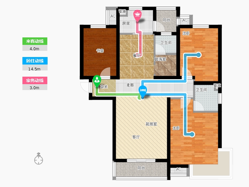 天璽名著3室0廳2衛(wèi)1廚137平戶型動(dòng)靜線圖 天璽名著3室0廳2衛(wèi)1廚137平戶型動(dòng)靜線圖