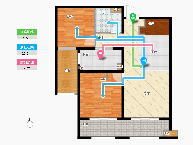 林蔭大院2室1廳1衛(wèi)1廚100.00㎡動線圖