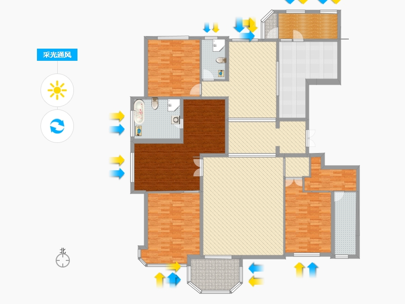 天山九峯4室2廳3衛(wèi)1廚257.00㎡采光通風(fēng)圖