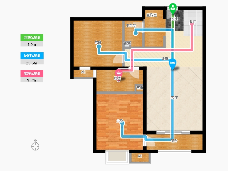 弘石灣2室0廳1衛(wèi)1廚118.00㎡動(dòng)線圖