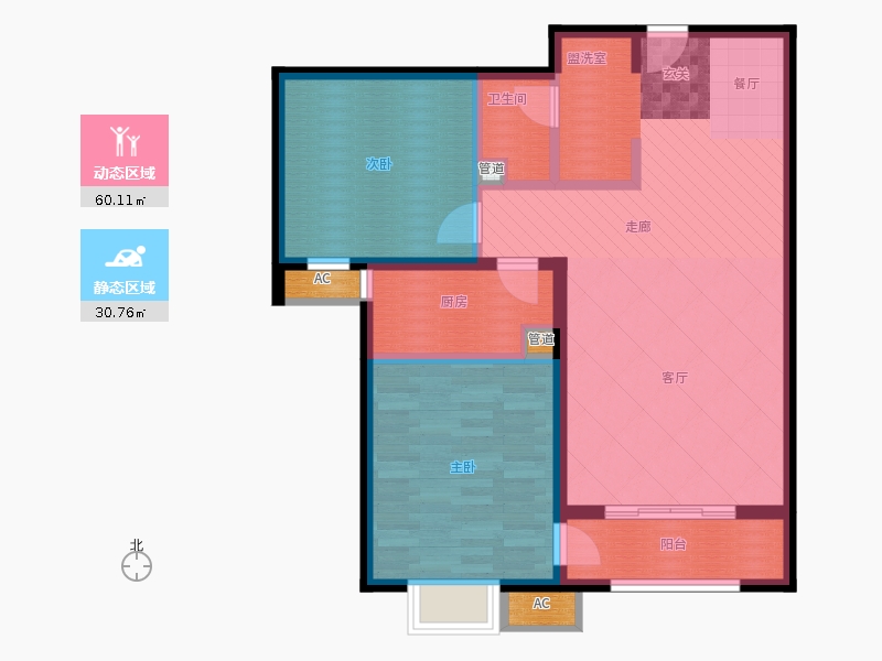 弘石灣2室0廳1衛(wèi)1廚118.00㎡動(dòng)靜分區(qū)圖