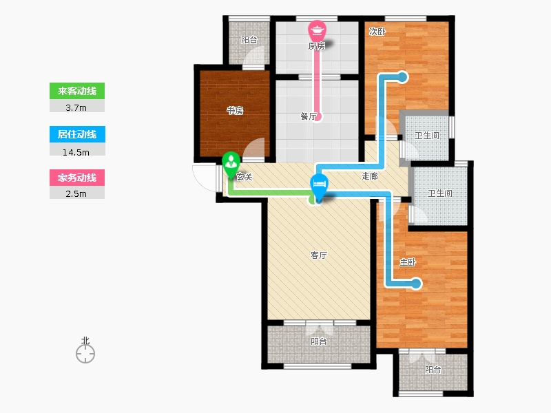 帝王國(guó)際3室0廳2衛(wèi)1廚133.00㎡動(dòng)線(xiàn)圖