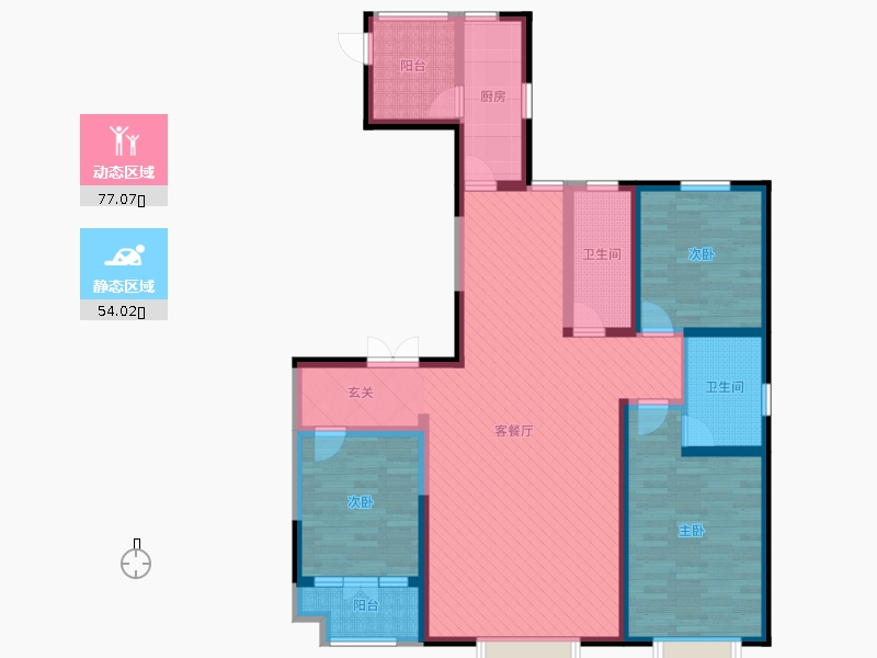 帝王國(guó)際3室2廳2衛(wèi)1廚163.00㎡動(dòng)靜分區(qū)圖