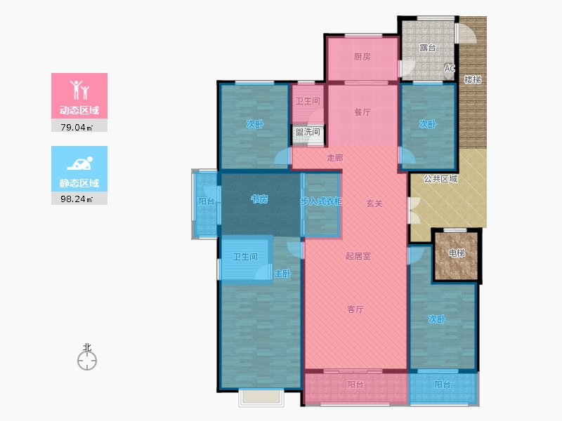 帝王國際4室2廳2衛(wèi)1廚204.00㎡動靜分區(qū)圖