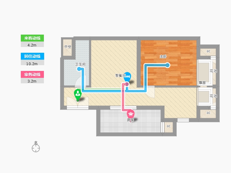 盛世御城1室1廳1衛(wèi)1廚64.00㎡動(dòng)靜線圖