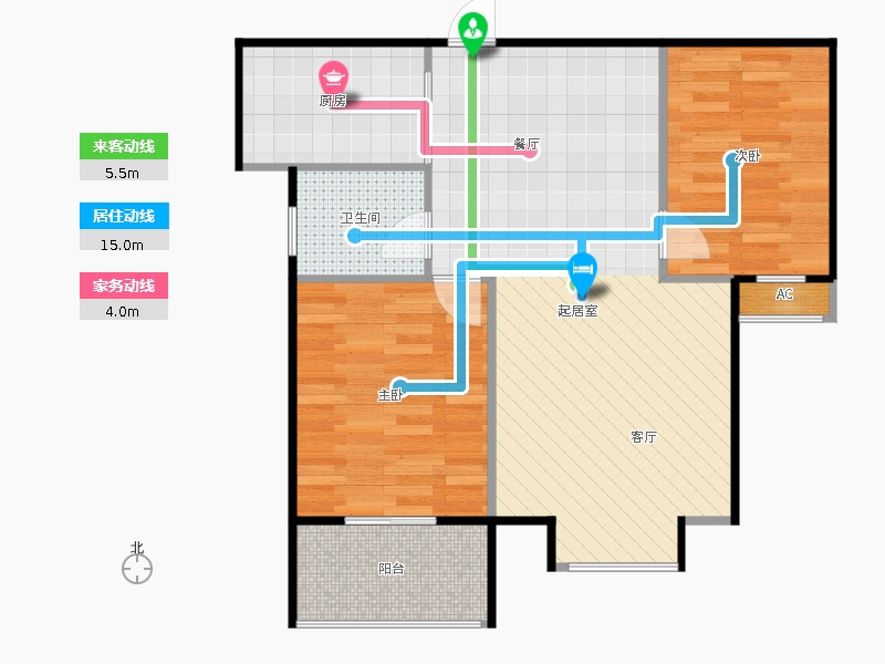 雨荷水岸2室2廳1衛(wèi)1廚86.00㎡動(dòng)靜線(xiàn)圖