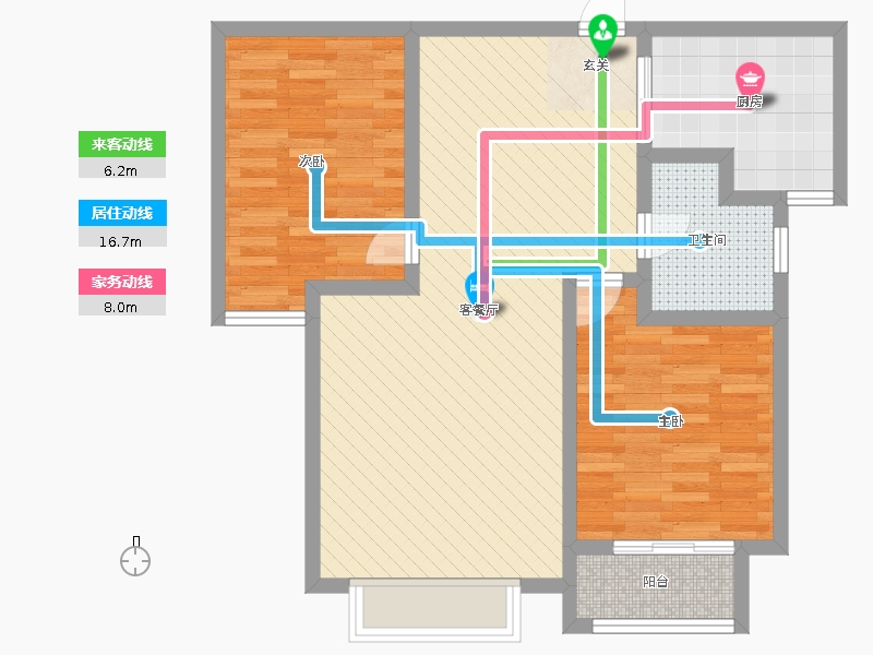 雨荷水岸2室2廳1衛(wèi)1廚95.00㎡動靜線圖