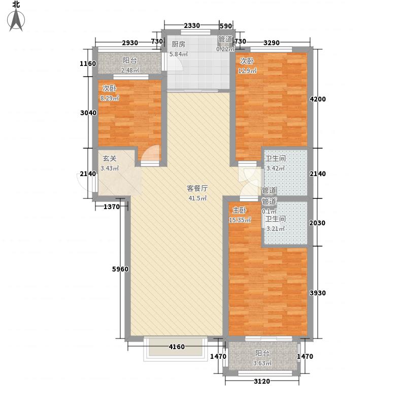 雨荷水岸3室1廳2衛(wèi)1廚97㎡戶型圖