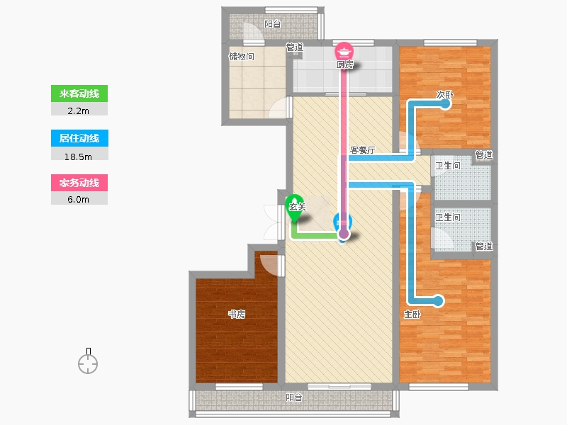 長久中心公園9號3室1廳2衛(wèi)1廚162㎡動靜線圖